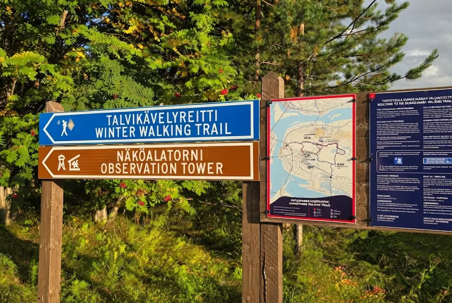 Indicanciones para subir al mirador de Ounasvaara
